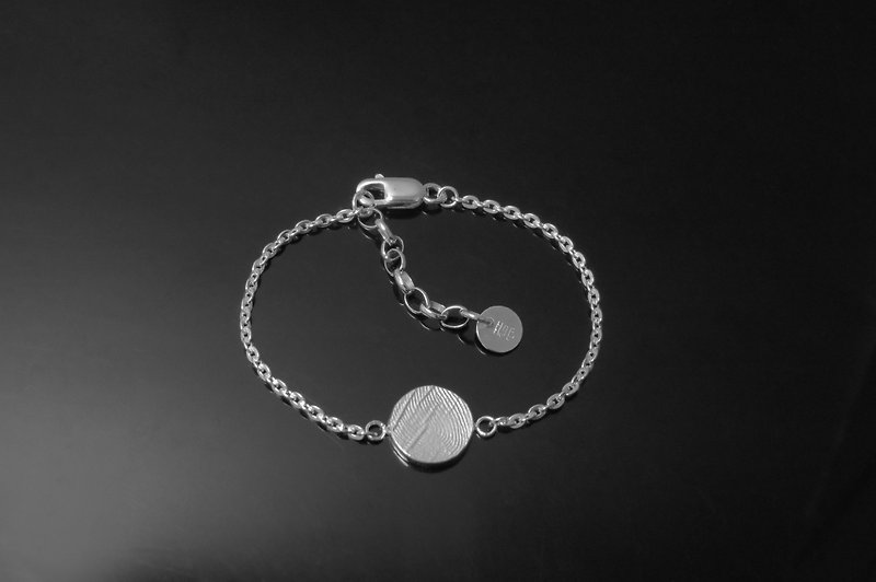 Fingerprint imprint series / fingerprint flat disc bracelet (small) / 925 Silver/ parent-child hand-made - Bracelets - Other Metals Silver
