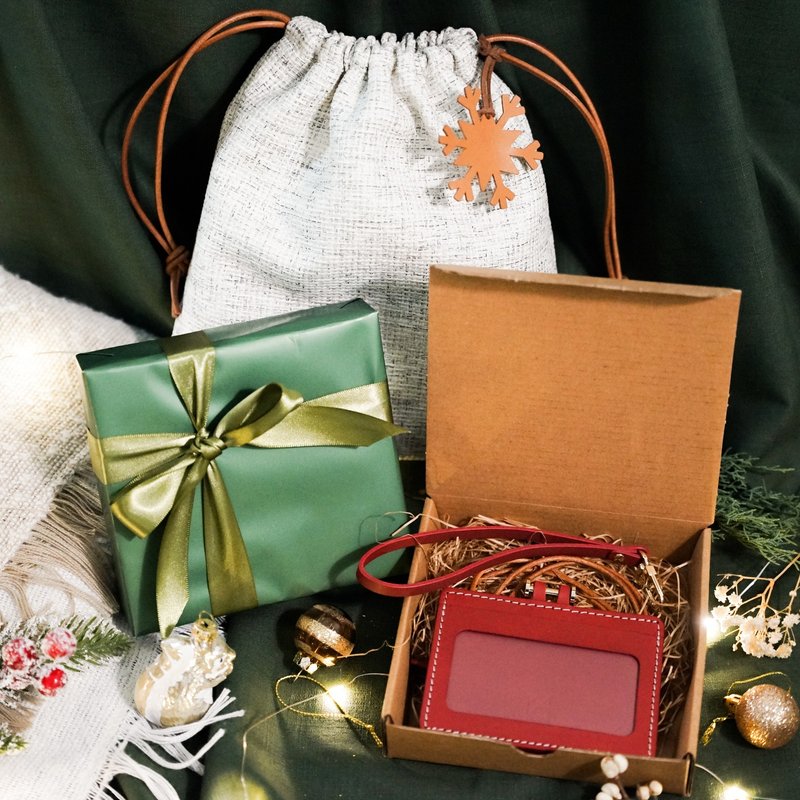 【聖誕套組】真皮橫式證件套/識別證/卡夾 - 證件套/識別證套 - 真皮 