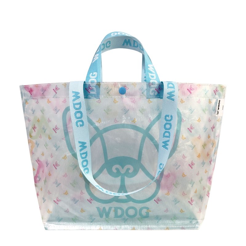 Sunny Bag x WDOG Wang Lai Wang Fun Fashion Transparent Tote Shopping Bag-Simple Line - กระเป๋าถือ - วัสดุอื่นๆ สีน้ำเงิน