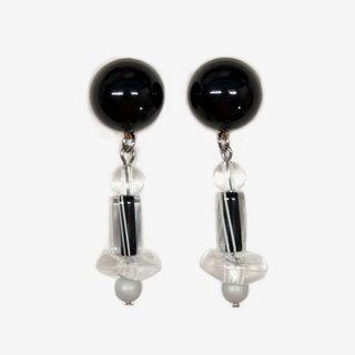 Black-and-white Film Collection - Geometric Black Stripe Earrings