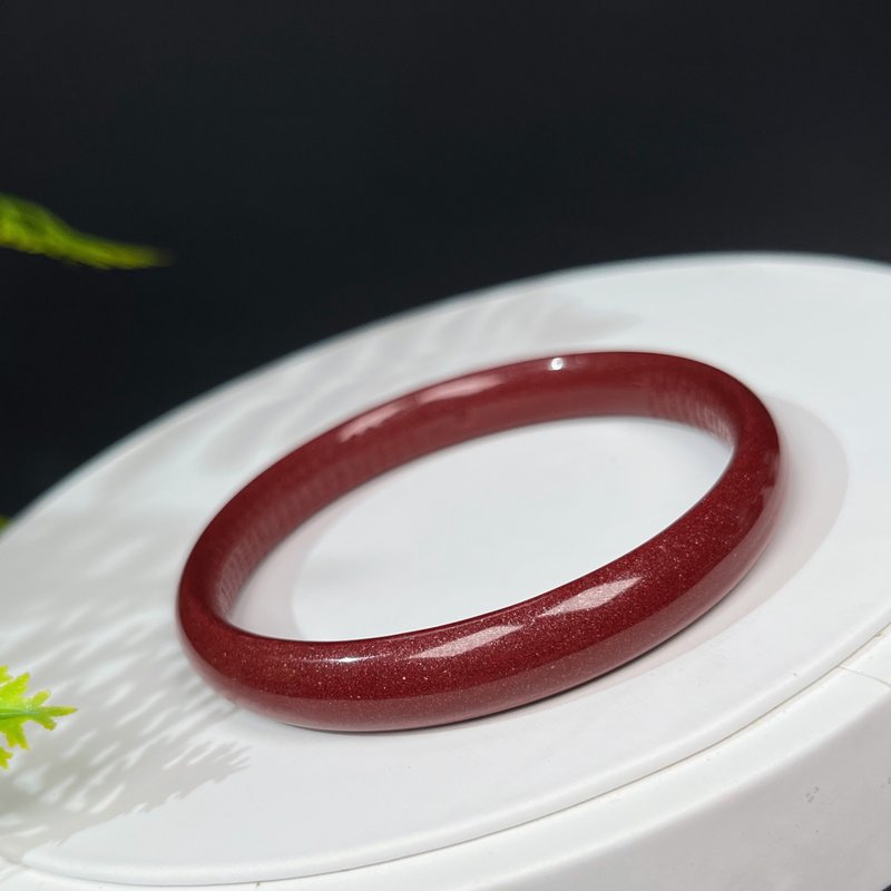 紫金砂朱砂手鐲57MM 蓮花心經辰砂手環 秀氣女款 本命年 化太歲 - 手鍊/手環 - 半寶石 