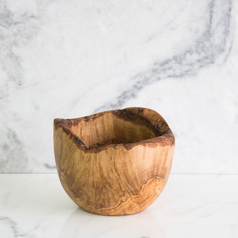 Native belt veneer - chestnut shaped olive wood salad bowl - Bowls - Wood Brown