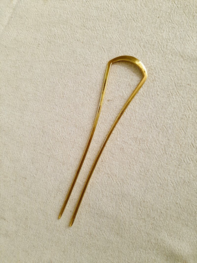 Square-shaped antique-style double hairpin/handmade brass/SS23. - Hair Accessories - Copper & Brass Gold