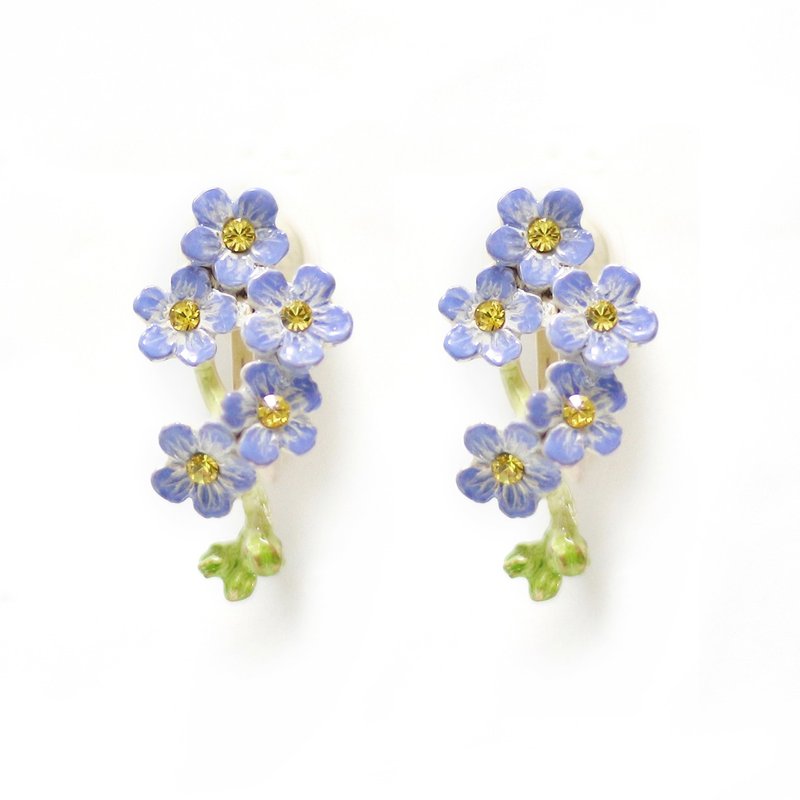 勿忘草イヤリング　Forget me not ClipEarrings　EA122 - 耳環/耳夾/耳骨夾 - 其他金屬 紫色
