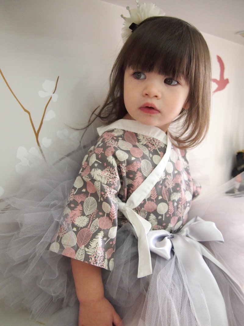 Japanese Cotton Girl Kimono Top Hanae Size L (3-4 yo) - 其他 - 棉．麻 粉紅色