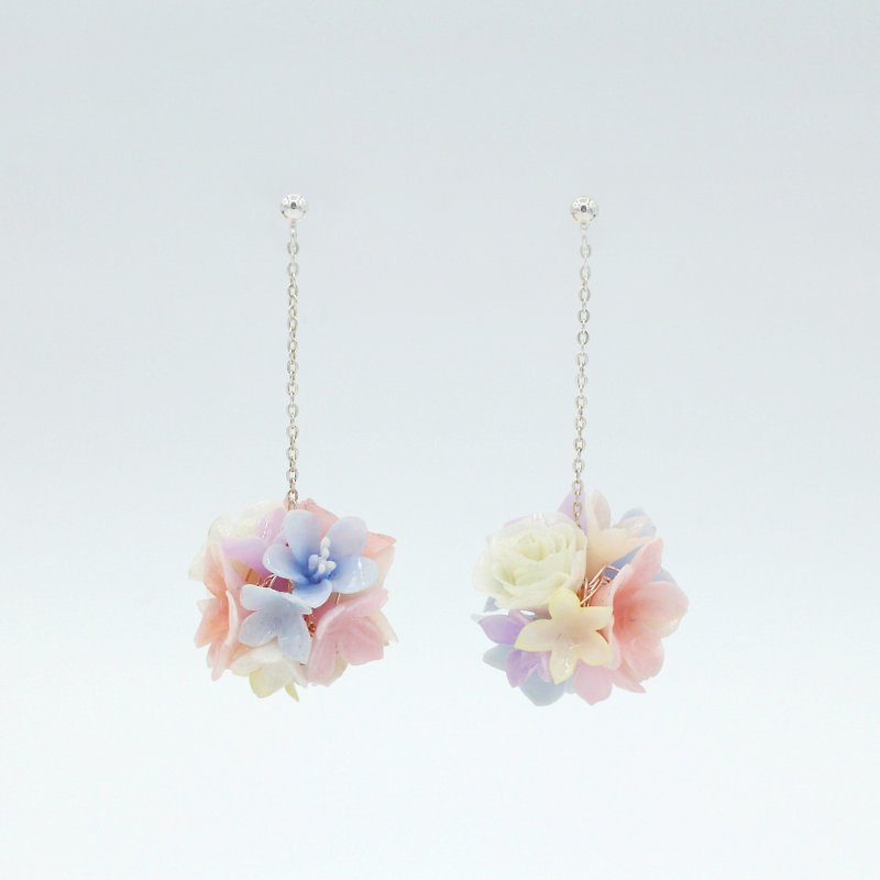 Pamycarie spring and summer resin clay flower ball 925 sterling silver earrings limited number 1 - Earrings & Clip-ons - Clay Pink