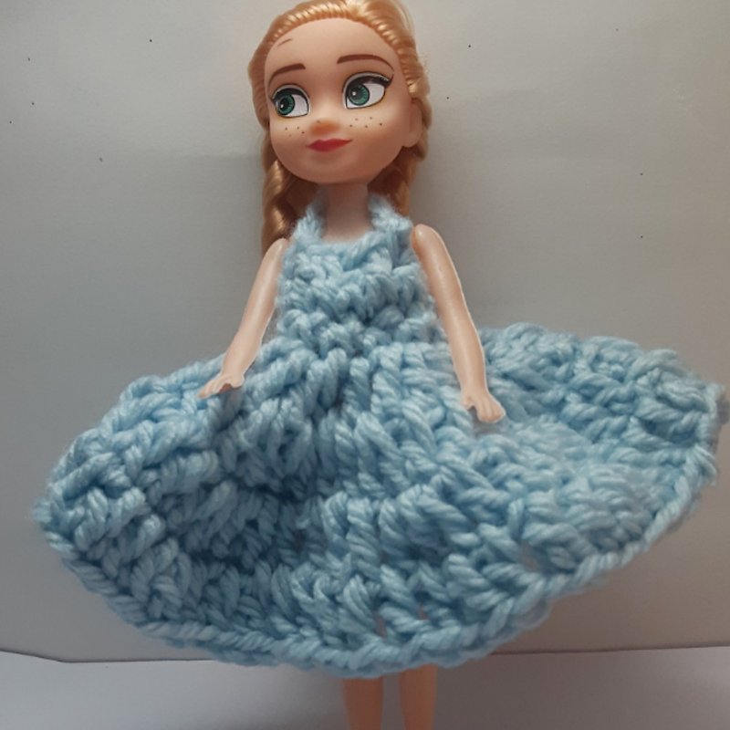 Blue Crochet Doll Dress, small, cute, suitable as a gift or collectible - Stuffed Dolls & Figurines - Other Materials Blue
