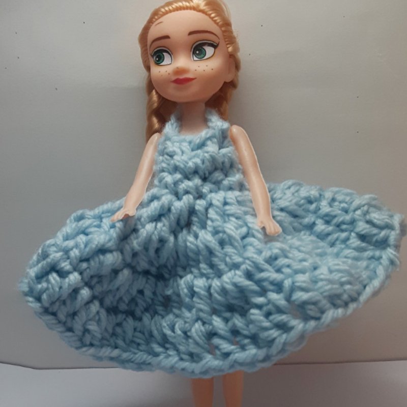 Blue Crochet Doll Dress, small, cute, suitable as a gift or collectible - 公仔/玩偶 - 其他材質 藍色