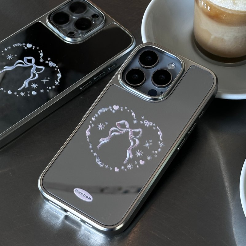 Heart Symbol 銀色電鍍框鏡面手機保護殼 - 手機殼/手機套 - 塑膠 銀色