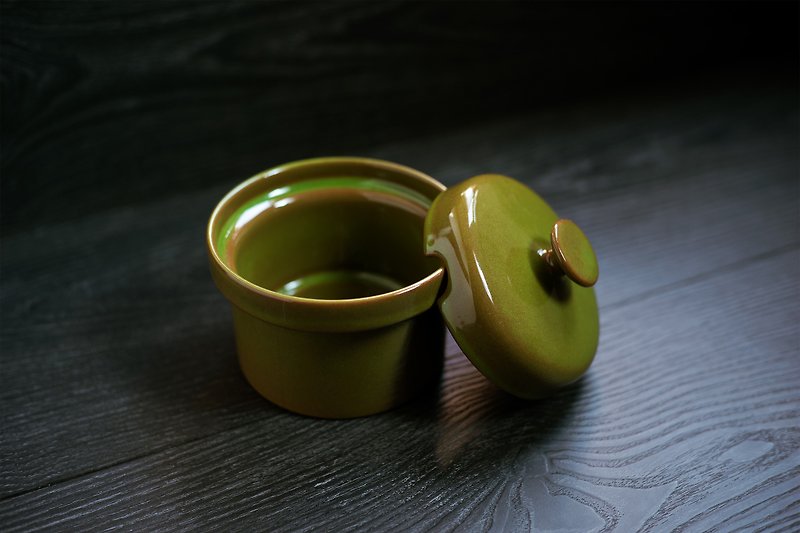 Melitta CeracronーHolstein系列茶綠色古董糖罐 / 收納罐 - 調味罐/醬料罐 - 陶 綠色