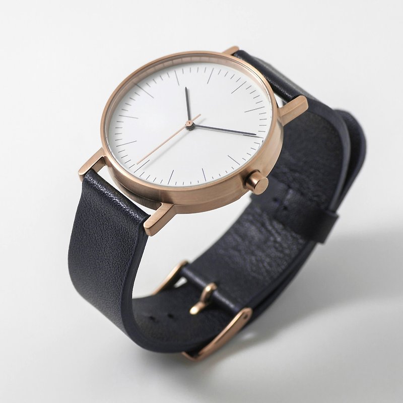 BIJOUONE WATCHES Piguet watches Oak Bay B001 series Swiss movement quartz watch retro minimalist 001-RN rose gold / dark blue - นาฬิกาผู้หญิง - วัสดุอื่นๆ สีทอง