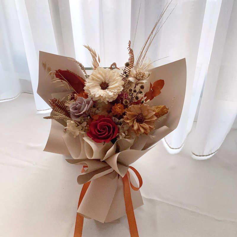 YUNYUN【秋意濃】永生乾燥花束 - 乾燥花/永生花 - 植物．花 紅色
