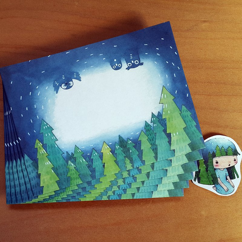 Night Sky Forest-Envelope - ซองจดหมาย - กระดาษ สีเขียว
