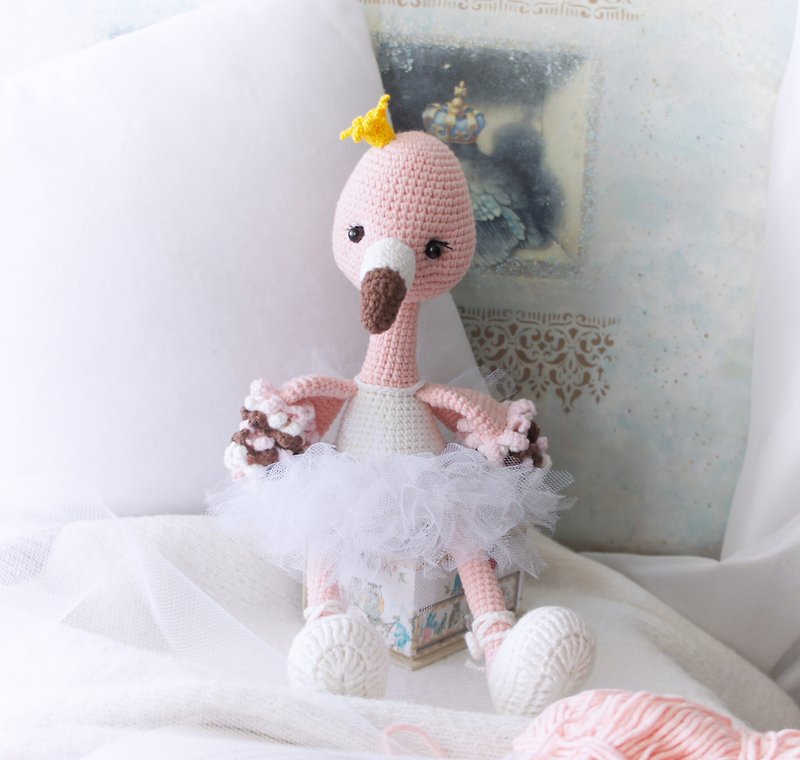 Pink Flamingo, Ballerina Doll, Cute Bird Toy, Stuffed Animal Doll, Toddlers Girl - Kids' Toys - Cotton & Hemp Pink