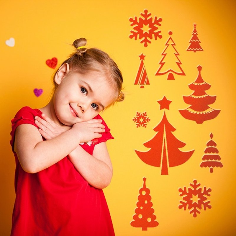 Smart Design creative seamless wall stickersHappy Christmas tree-JO (8 colors) - ตกแต่งผนัง - กระดาษ สีแดง