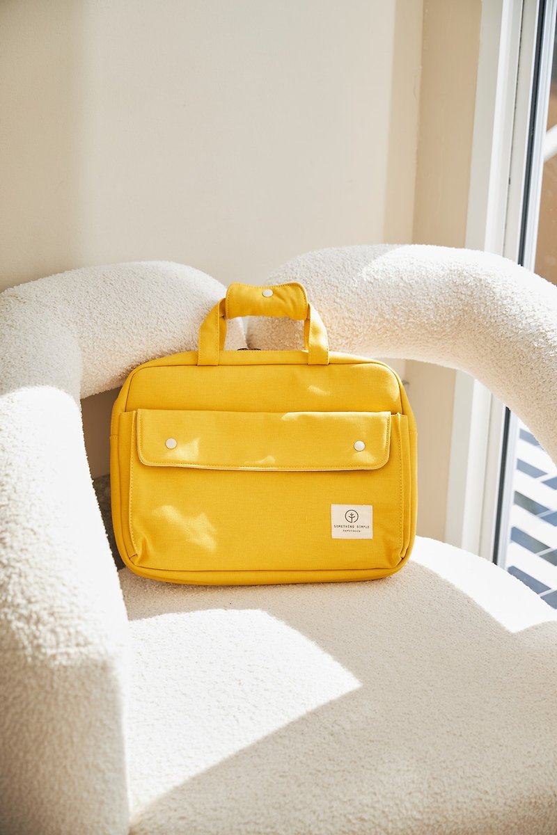 PAVE - canvas laptop bag (yellow) - กระเป๋าแล็ปท็อป - ผ้าฝ้าย/ผ้าลินิน สีเหลือง