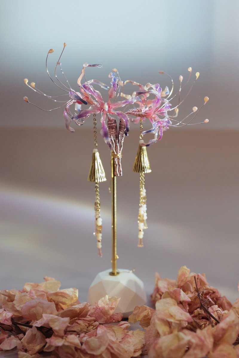 Dream of the other side of the flower and forgetting love flower crystal flower resin hair accessories hair fork - Hair Accessories - Resin Multicolor