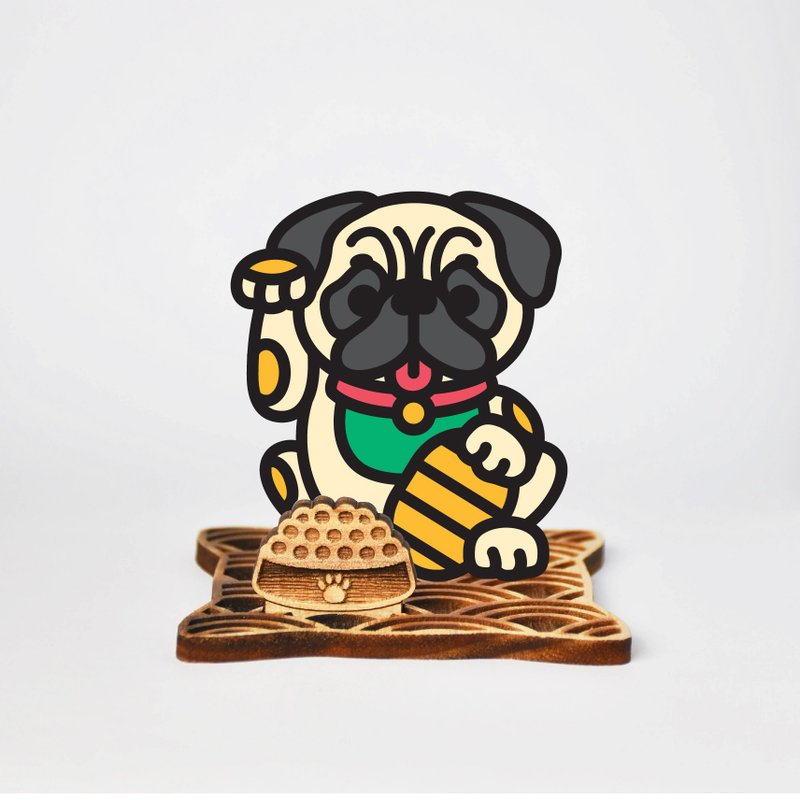 招福犬 八哥/巴哥 座台式 | 蛇年 福貼 揮春 春聯 招財貓 招財貓 - 擺飾/家飾品 - 樹脂 多色