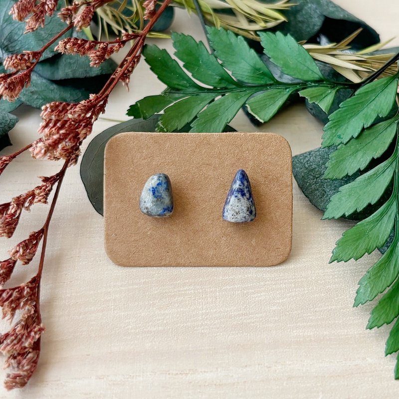 Shiguang-Natural Ore Earrings-Lapis Lazuli 14-September Birthstone-Birthday Gift - Earrings & Clip-ons - Semi-Precious Stones Blue