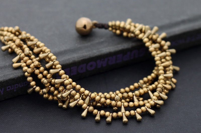 Raw Brass Strand Water Drop Bracelets Women Gypsy Bohemian - Bracelets - Copper & Brass Brown