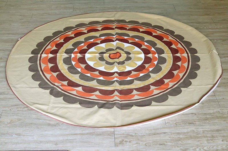 デンマークのオータム・ブラウンカーキ大きな円形テーブルクロス - ランチョンマット - コットン・麻 カーキ