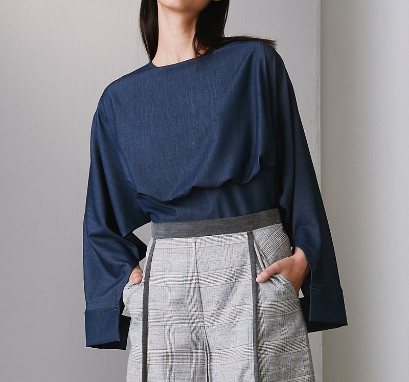 YIBO/連袖上衣/丹寧藍 - 女裝 上衣 - 其他人造纖維 藍色