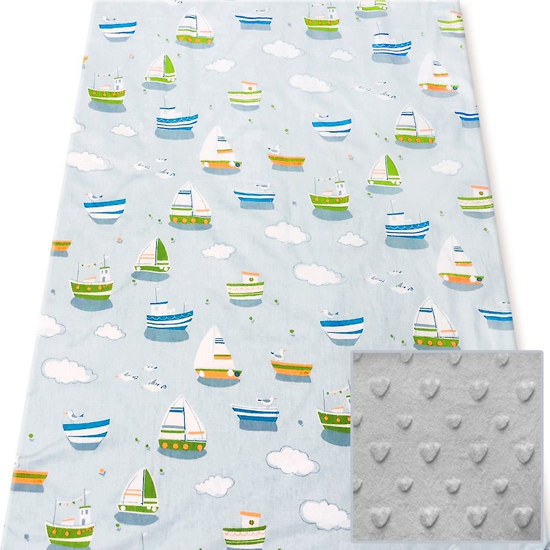 Minky Multifunctional Little Particle Carrying Blanket Baby Blanket Air Conditioner Blanket Is Gray-Sailing Cruise - Bedding - Cotton & Hemp Gray