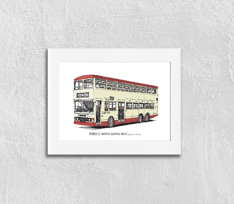 A5 Hand Sketch Print (Hong Kong Double Decker Bus) - Posters - Paper 
