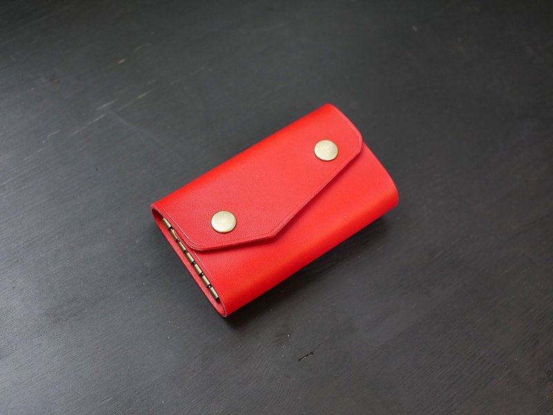 [Promotion] Leather six-hole key case-chili red [Carved leather in Fulie District] - ที่ห้อยกุญแจ - หนังแท้ สีแดง