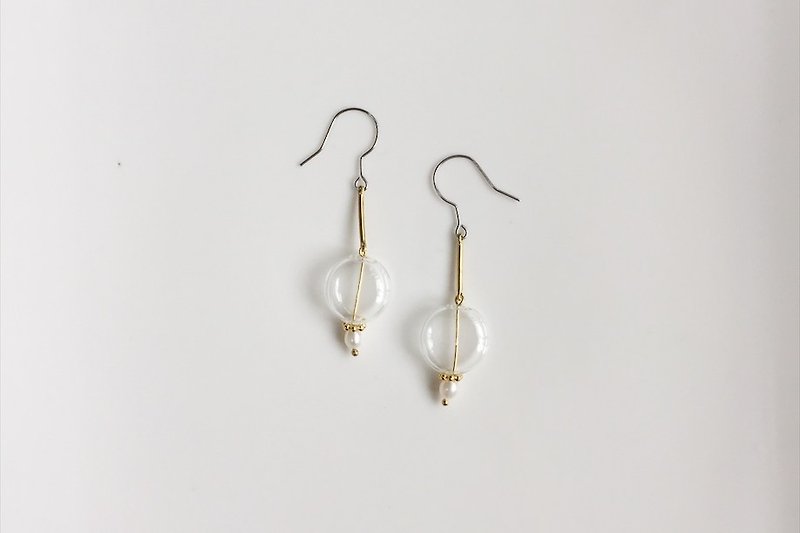 荏苒 玻璃泡泡耳環 - 耳環/耳夾 - 其他金屬 金色