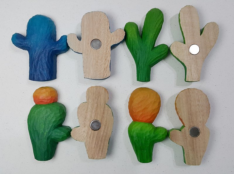 [木版画]多肉植物形状磁石ABCD項（2）[オプション]  - スタイルを求めるメッセージを残してください - マグネット - 木製 多色