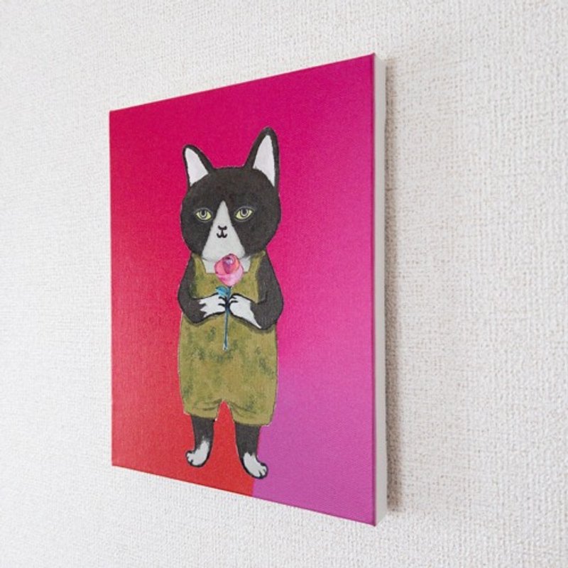 キャンバスボード【薔薇とネコ】 - ポスター・絵 - コットン・麻 