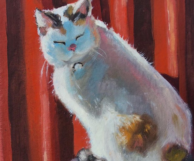 猫の絵画 動物 オリジナルアート 猫 オリジナルキャンバスアート
