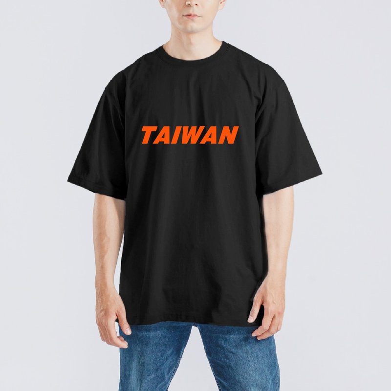 TEAM TAIWAN 台灣 運動部 橘色 衣服 落肩 厚磅 寬版 T恤 白T 黑T - 男 T 恤 - 棉．麻 多色