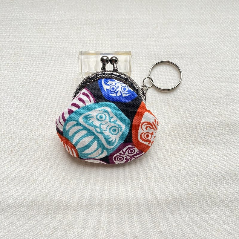 Colorful Fushenkou kiss lock bag keychain - กระเป๋าใส่เหรียญ - ผ้าฝ้าย/ผ้าลินิน 