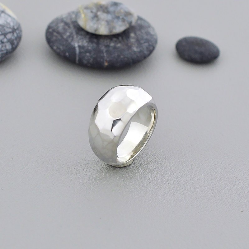 Sterling Silver Polyhedron Cut Dome Ring,SV925 - แหวนทั่วไป - เงินแท้ สีเงิน