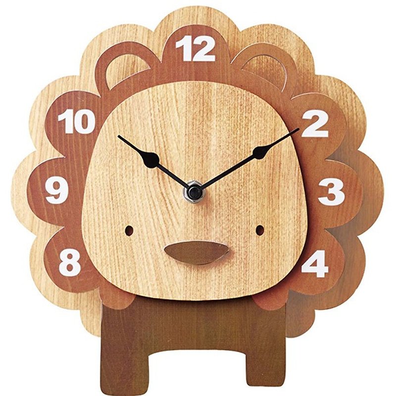 リトルライオン像Lion-スイングウォールクロック - 時計 - 木製 ブラウン