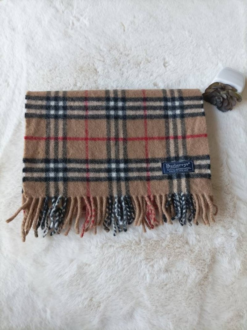 Vintage Burberrys Scarf Lambswool Plaid Pattern Nova Check , Made in England - ผ้าพันคอ - ขนแกะ 