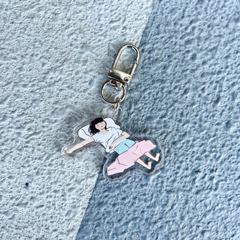 Miss Ng Yuk Summer Nap Keychain - Keychains - Plastic Gray