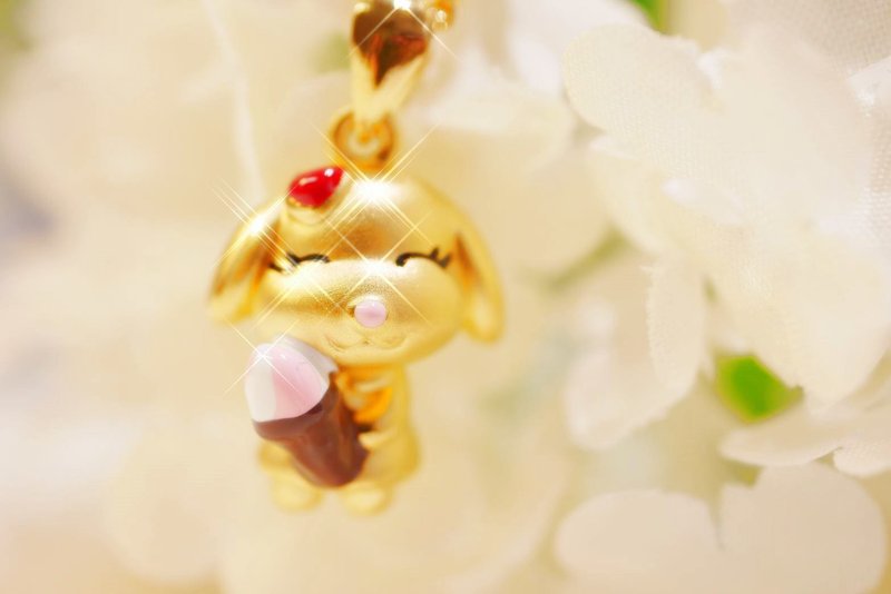 夏日聖誕冰淇淋狗狗(吊墜) - 項鍊 - 24k 金 金色