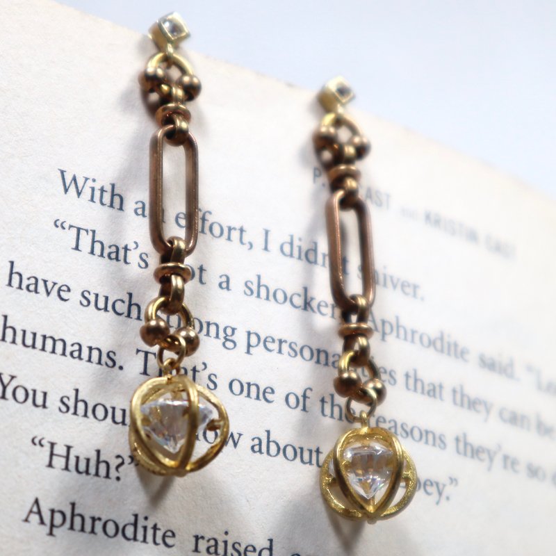 Memories Bronze earrings / Stone brass customized Mother's Day gift - ต่างหู - ทองแดงทองเหลือง สีทอง