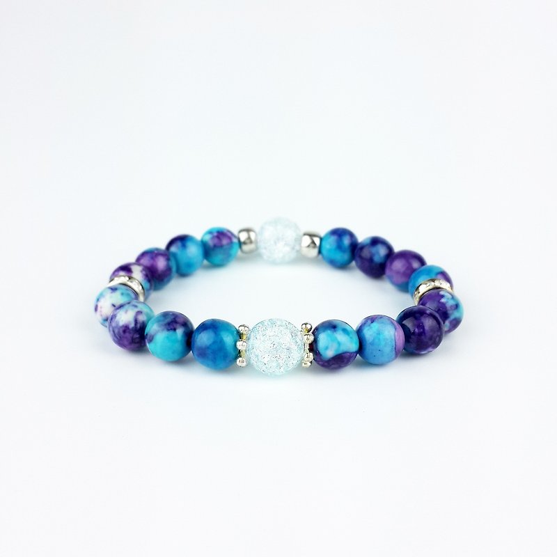 |Simple Series|Blue Burst Crystal Blue Rain Stone (Bracelet x Bracelet x Handmade x Customized) - สร้อยข้อมือ - เครื่องเพชรพลอย สีน้ำเงิน
