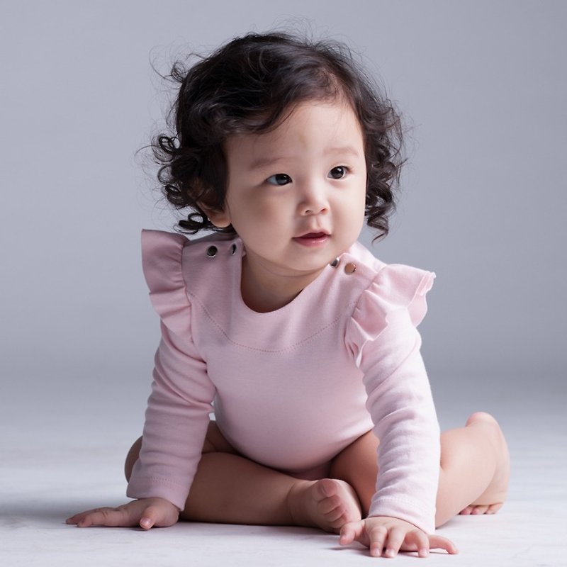 立體荷葉包屁衣(粉紅) - 嬰兒連身衣/包被/包巾 - 棉．麻 粉紅色