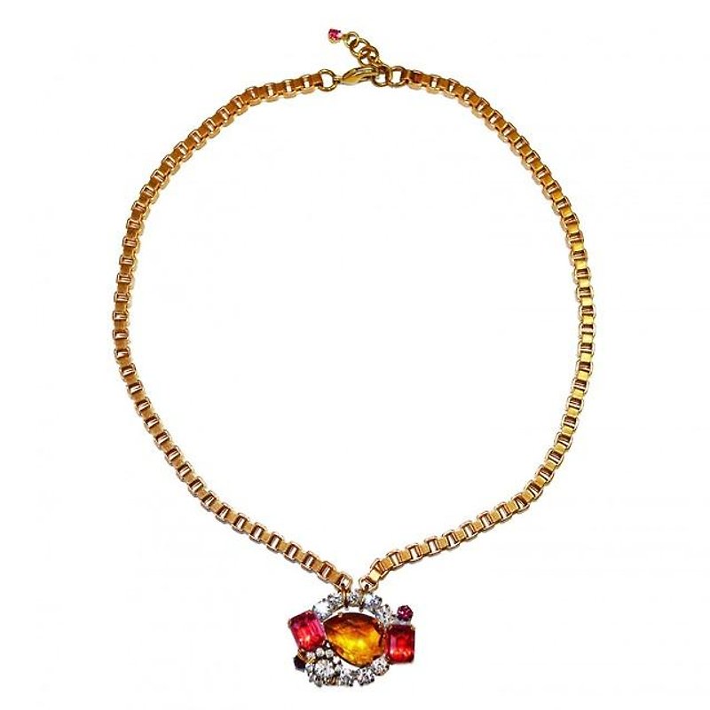 Petit Bouton ネックレス Czech & Victorian layered buttons pendant necklace PBNL 08 - 項鍊 - 其他金屬 金色
