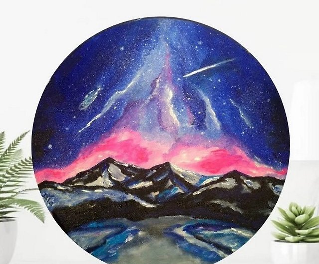 Original Planet Earth Painting, Acrylics, Round/circle Canvas 