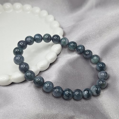 緣圓翡翠 緬甸深藍水飄花手串 手珠 珠串 | 天然緬甸玉A貨翡翠