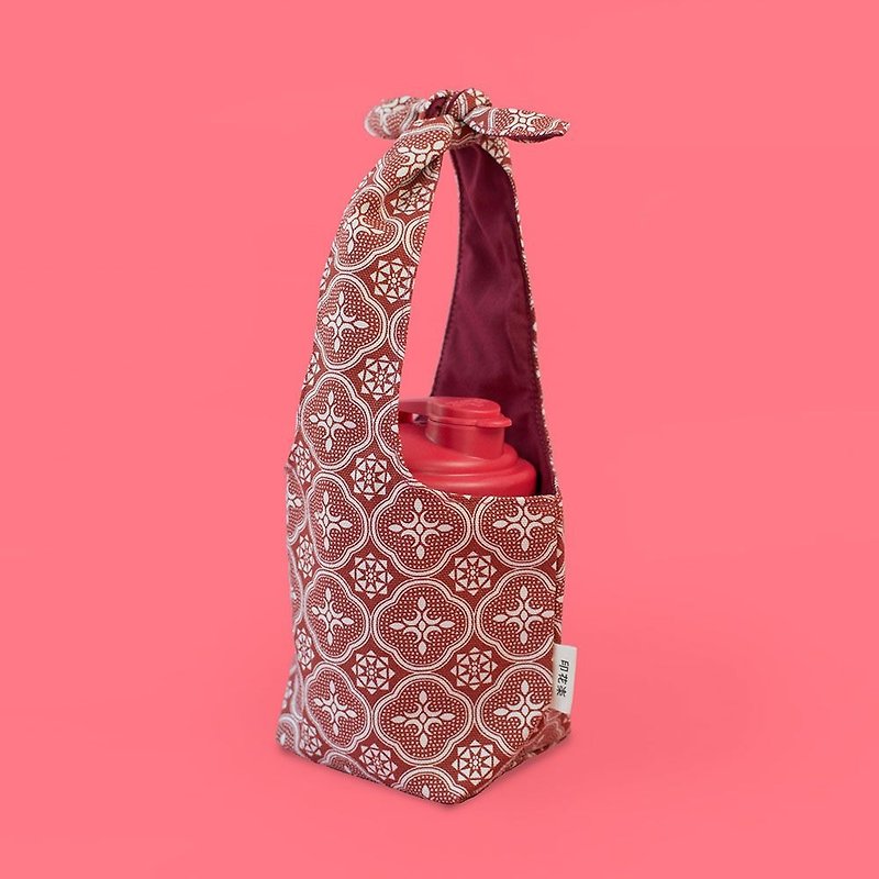 "Fatty Rabbit" Bottle Holder / Begonia Glass Pattern / Lady Rouge - ถุงใส่กระติกนำ้ - กระดาษ สีแดง