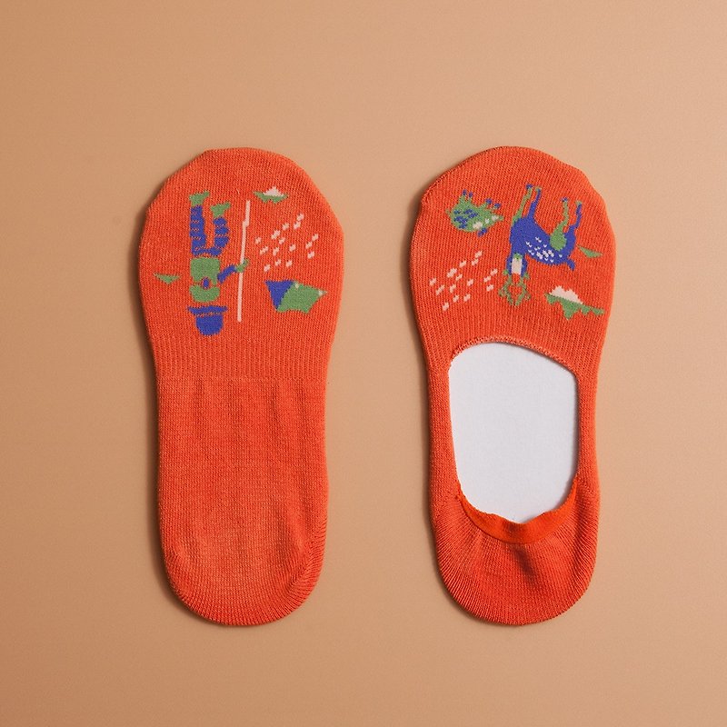Low Cut Socks / Trekking / Red Orange - ถุงเท้า - ผ้าฝ้าย/ผ้าลินิน สีส้ม