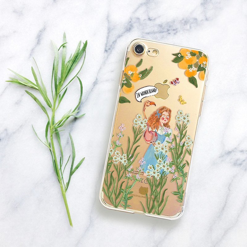 Alice clear phone case Floral clear iPhone x Case Disney phone Case Note8 case - Phone Cases - Plastic Green