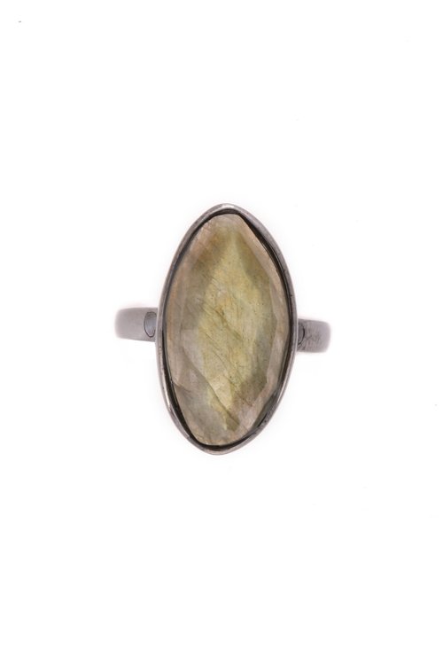 Fashion Museum Accessories 時尚博物館首飾 【畢業禮物】【聖誕禮盒】--閃光拉長石S925純銀電黑開口戒